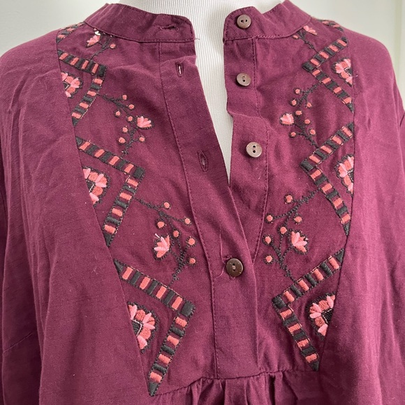 NWT Women's Bishop 3/4 Sleeve Plum Passion Embroidered Blouse - Knox Rose™ - Picture 6 of 11